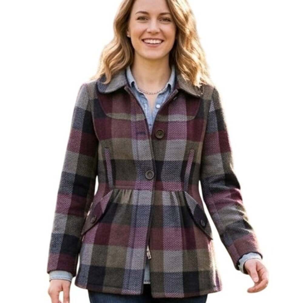 Volcom Plaid Houndstooth Zip Jacket Womens Large Multicolor Preppy Outdoor
